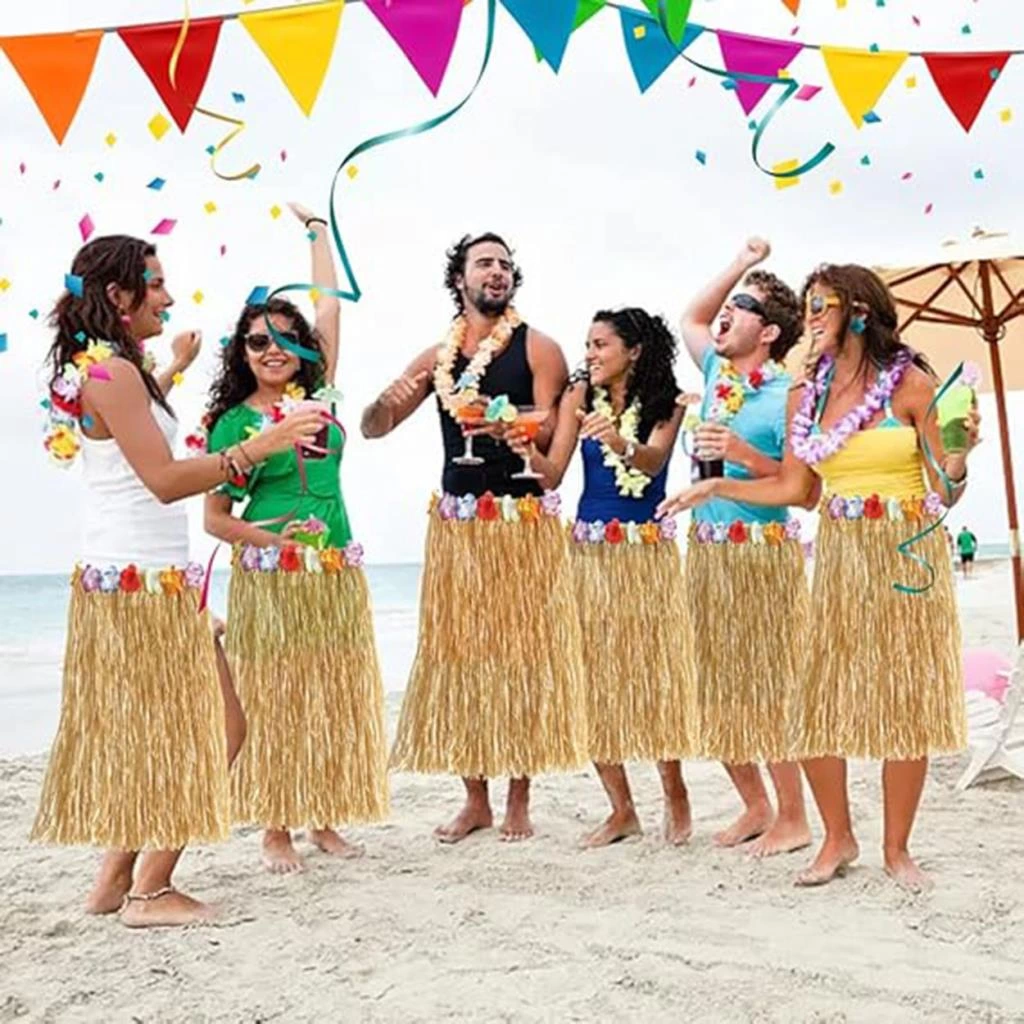 Hawaii Tarzı Hula Eteği Hasır Naturel Etek 60 cm Tropikal Parti Giyimi - Görsel 5
