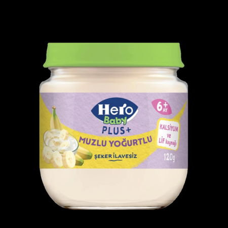 Çocuk Eğitici Gelişim Hero Baby Muzlu Yoğurtlu Kavanoz Mama 120 Gr