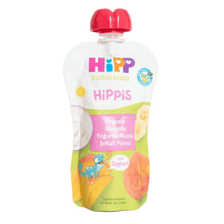 Çocuk Hipp Organik Mangolu Yoğurtlu Muzlu Şeftali Püresi 100 Gr