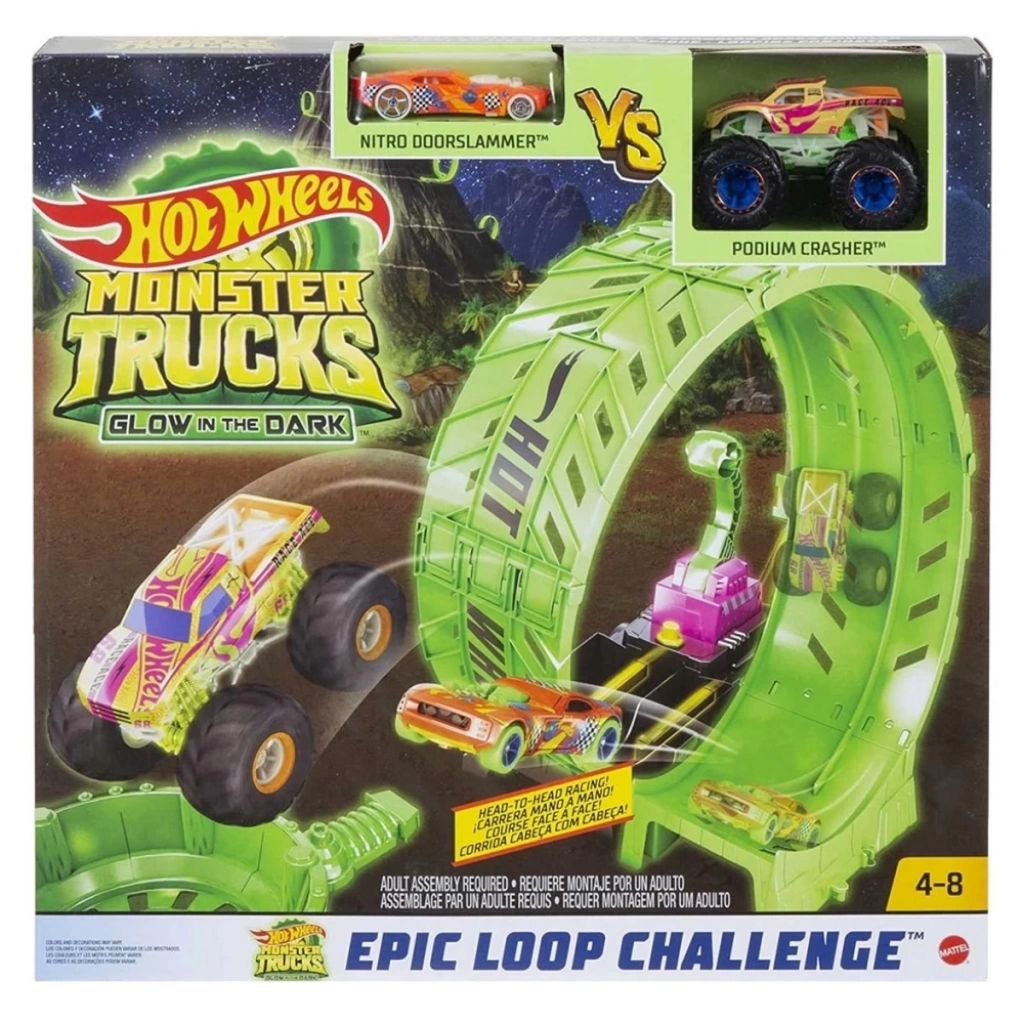 Hot Wheels Monster Trucks Karanlıkta Parlayan Çemberde Yarış Seti HBN02 - Görsel 5