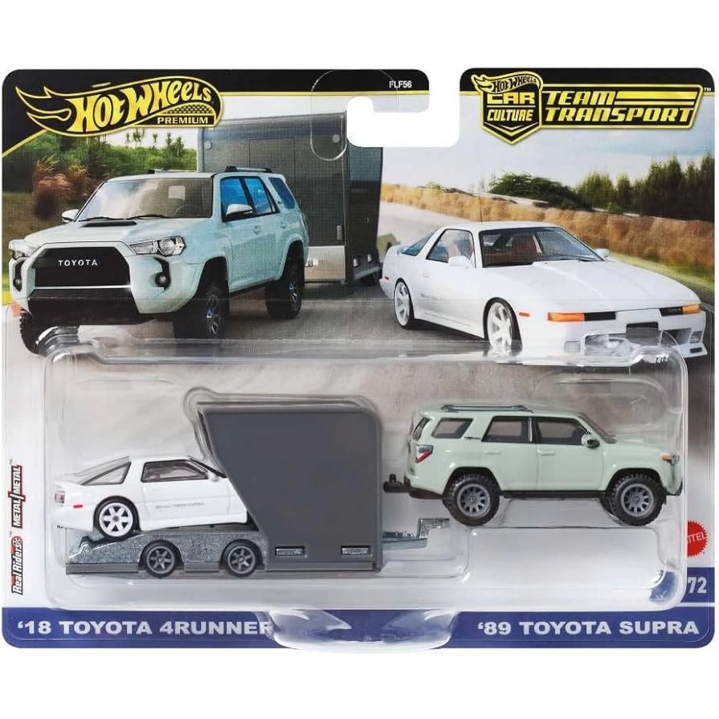 Çocuk Hot Wheels Premium Team Transport 18 Toyota 4Runner & Toyota Supra w/Open Trailer HRV37 - Görsel 2