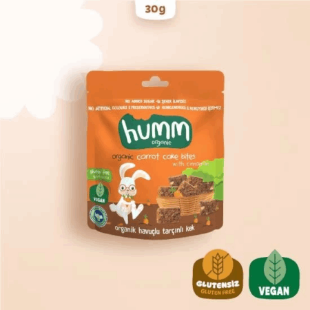 Çocuk Humm Organik Havuçlu Tarçınlı Vegan Kek 30 Gr
