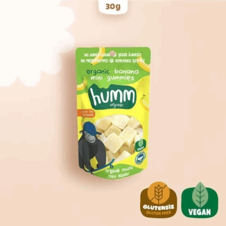 Çocuk Humm Organik Muzlu Glutensiz Vegan Mini Küpler 30 Gr
