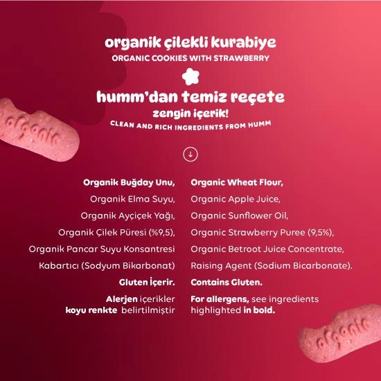 Humm Organik Vegan Çilekli Kurabiye 55 Gr, Sağlıklı ve Doğal Tatlar - Görsel 4