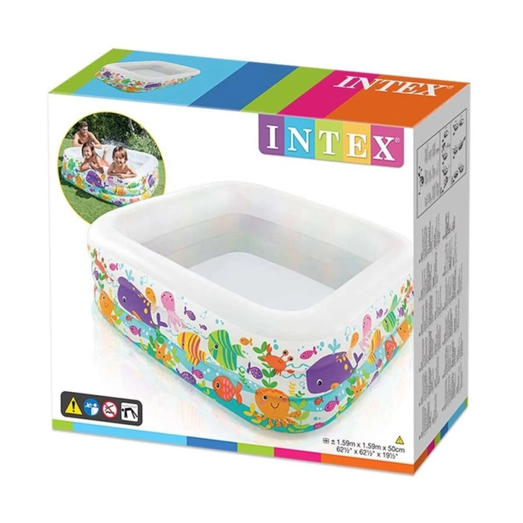 Akvaryum Desenli Kare Havuz 159x50 cm – Yaz İçin Renkli Oyun Alanı - Görsel 4