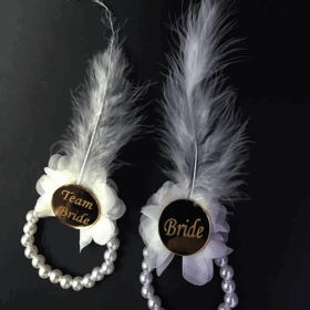 Çocuk   İncili Nedime Bilekliği Altın Renk Pleksili Beyaz Otrişli 7 Adet