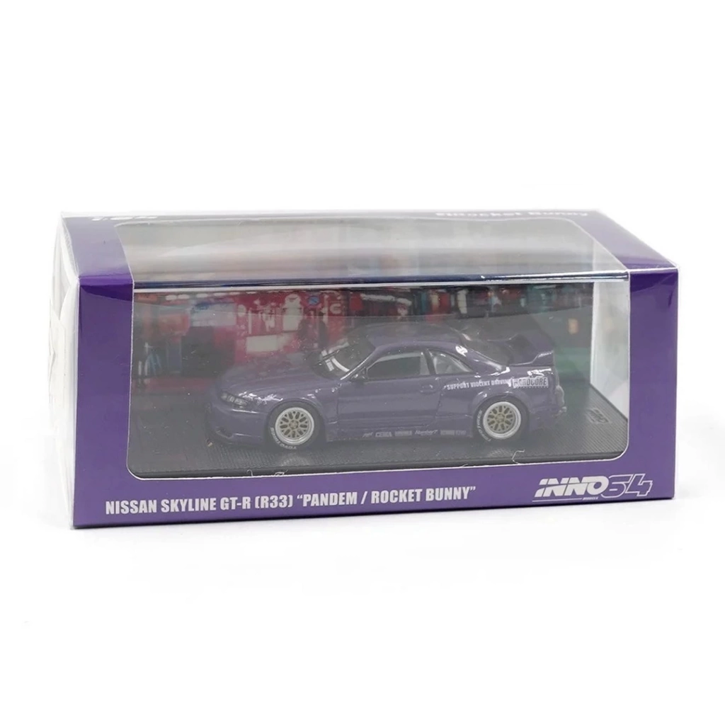 Eğitici Oyuncak Inno 1/64 Nissan Skyline GT-R (R33) "PANDEM ROCKET BUNNY" Purple - Görsel 3