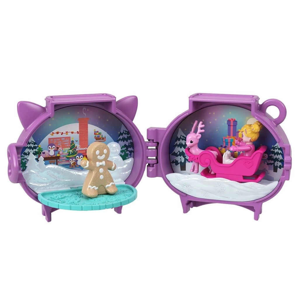 Eğitici Çocuk JGM53 Polly Pocket Sevimli Yılbaşı 2li Paket Oyun Seti - Görsel 4