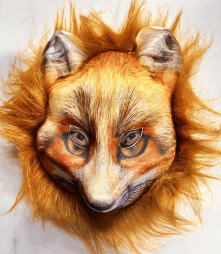 Çocuk Kahverengi Peluş Saçlı Tilki Maskesi Mega Peluş 29 No