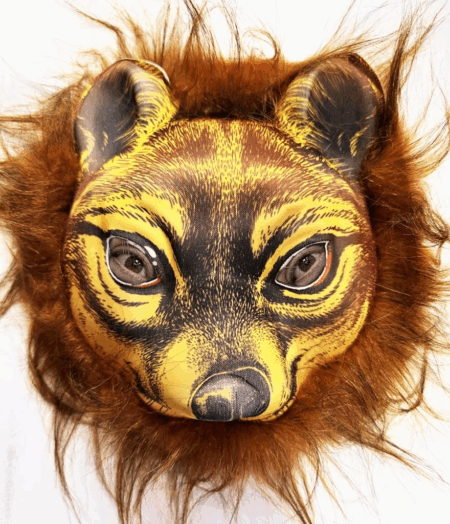 Çocuk Kahverengi Saçlı Kaplan Aslan Leopar Maskesi Mega Peluş 32 No