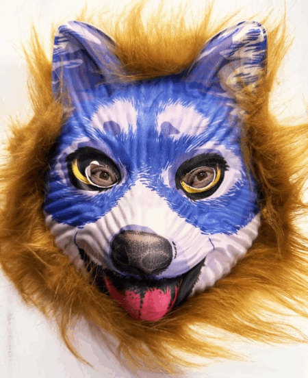 Çocuk Kahverengi Saçlı Mavi Yüz Sevimli Köpek Maskesi 30 No