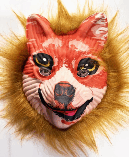 Çocuk Kahverengi Saçlı Peluş Tilki Maskesi Mega Peluş 24 No