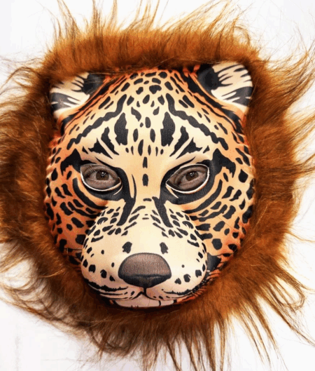 Çocuk Kahverengi Saçlı Yeleli Aslan Maskesi Eva Mega Peluş 37 No