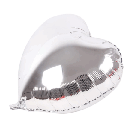 Çocuk Kalp Balon Folyo Gümüş 45 cm 18 inç