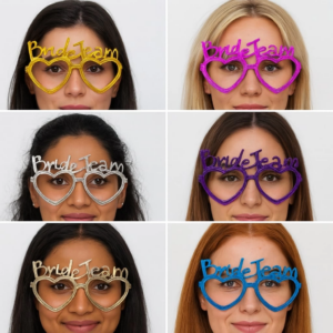 Eğitici Çocuk Kalpli Bride Team Gözlük Seti 6 Renk - Kına & Düğün Partileri İçin