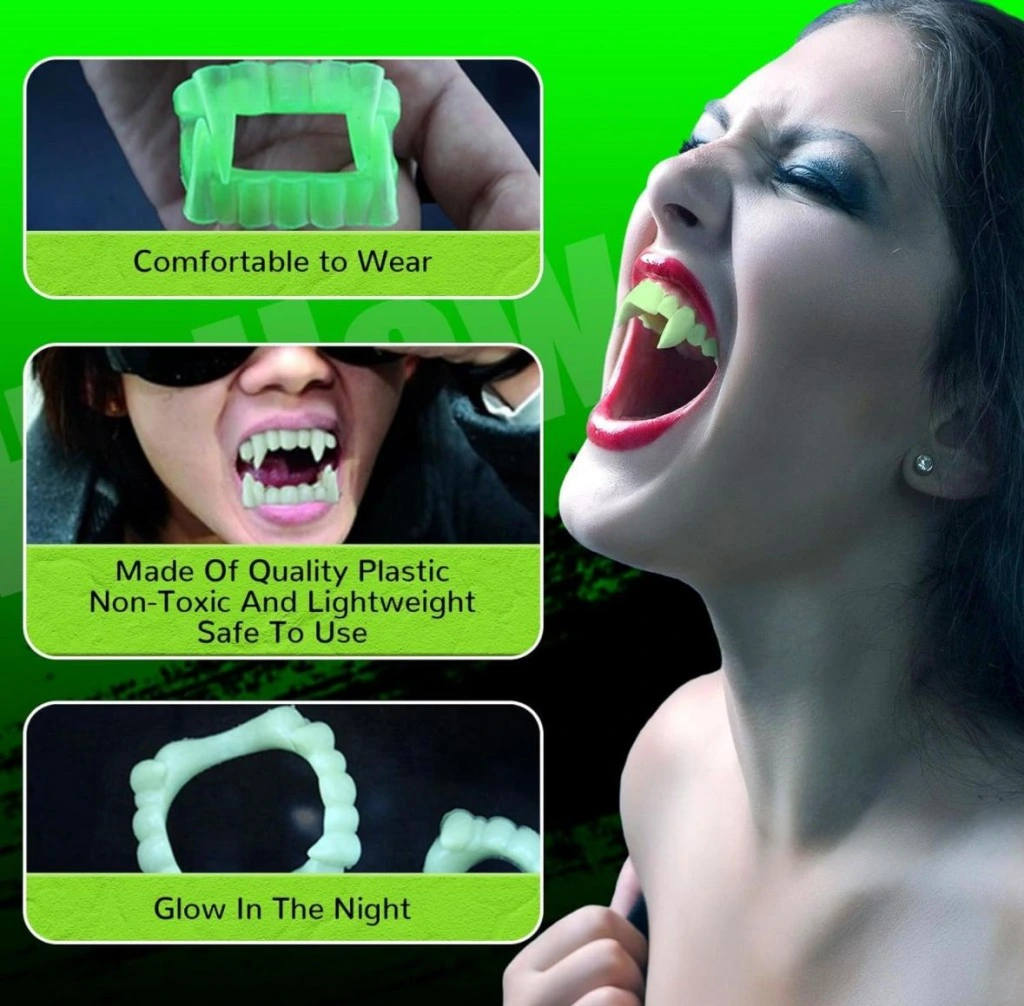 Eğitici Oyuncak Karanlıkta Parlayan Fosforlu Çift Damak Takma Vampir Dişi - Görsel 2