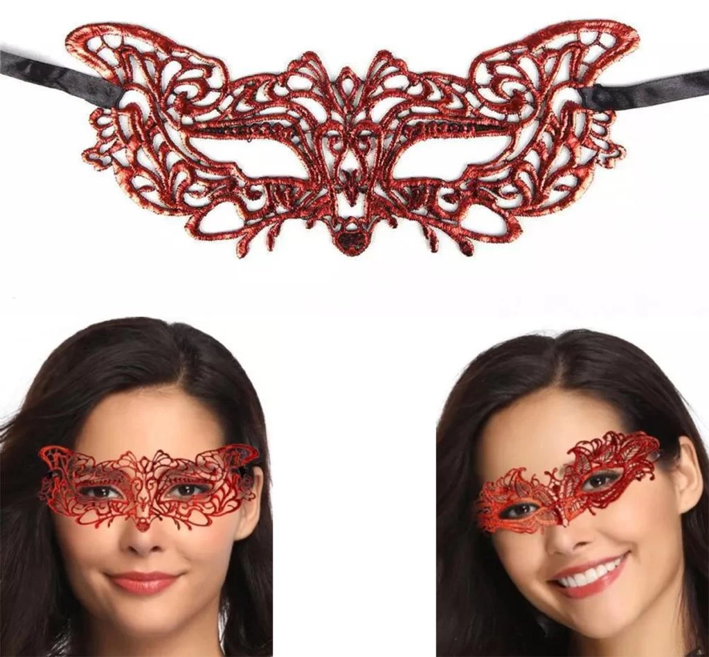 Kırmızı Dantel Masquerade Maskesi 9 No - Görsel 2