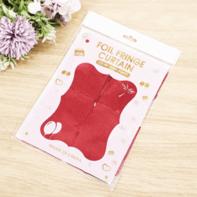 Çocuk   Kırmızı Renk Dikdörtgen Kesim Parlak Sim Görünümlü Fon Perde Dekor 1x2 Metre