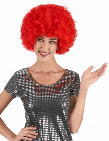 Çocuk Kırmızı Renk Kıvırcık Afro Bonus Peruk