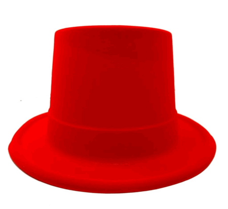 Çocuk Kırmızı Renk Plastik Nubuk Kadife Kaplama Fötr Şapka 11 cm