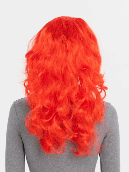 Çocuk Kırmızı Renk Uzun Dalgalı Parti Peruğu