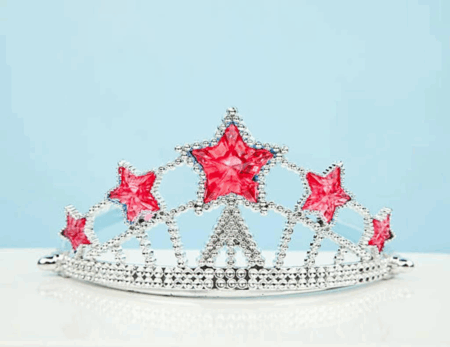 Çocuk Kırmızı Yıldız Taşlı Plastik Kraliçe Prenses Elsa Tacı Çocuk Boy