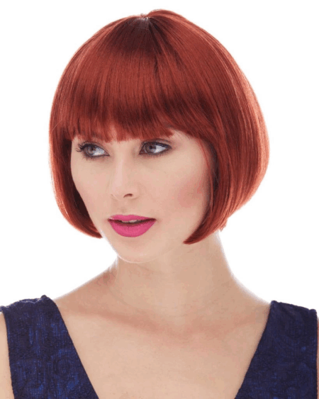 Kızıl Düz Kesim Astarlı Küt Parti Peruğu Şık ve Farklı