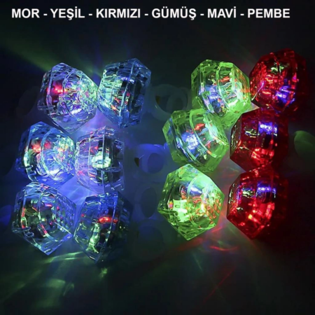 Kristal LED Parti Yüzük Seti 6’lı Işıklı Renkli Çocuk