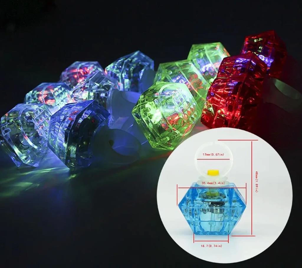 Kristal LED Parti Yüzük Seti 6’lı Işıklı Renkli Çocuk - Görsel 4