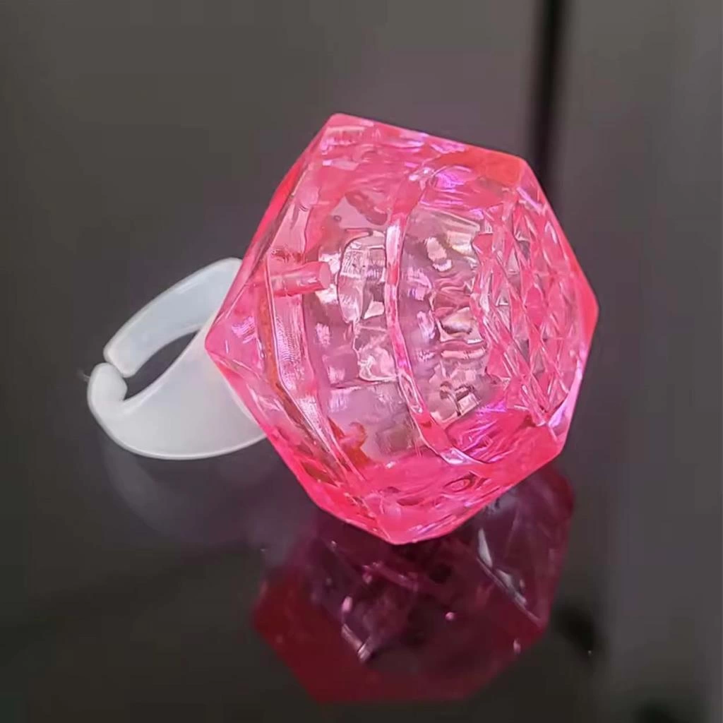 Kristal Tasarımlı Led Glow Işıklı Pembe Yüzük 3 Modlu 3.5 x 5 cm - Görsel 2