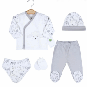 Çocuk Kuzulu Zıbın Seti 4813 Gri