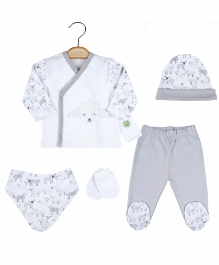 Çocuk Kuzulu Zıbın Seti 4813 Gri