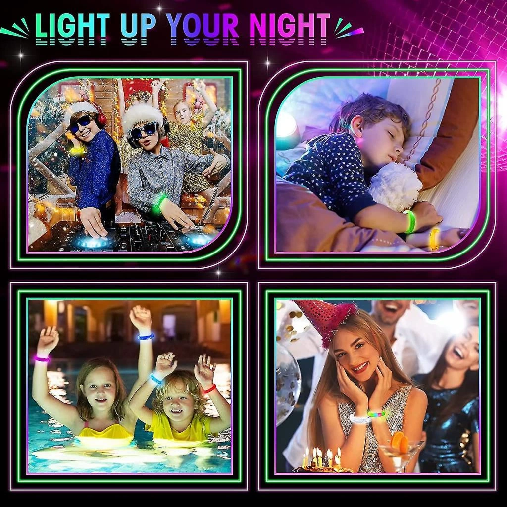 LED Işıklı Pilli Rengarenk Kalın Bileklik Çocuk Parti Bilezik - Görsel 5