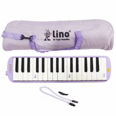 Çocuk Lino 32 Tuşlu Bez Çantalı Melodika Pastel Mor