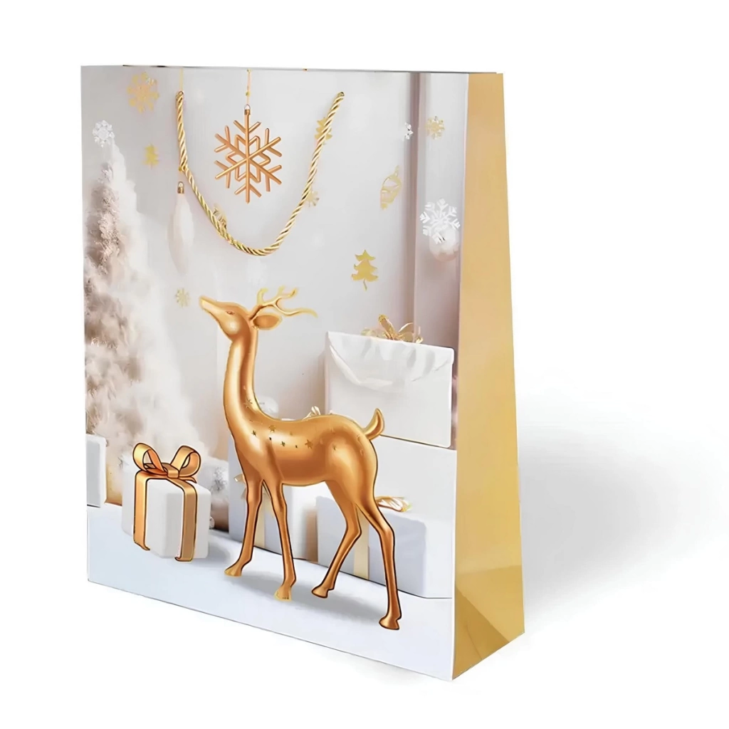 Çocuk Lüks Karton Çanta Varak Baskılı Yılbaşı Temalı 31x40 cm - Görsel 4