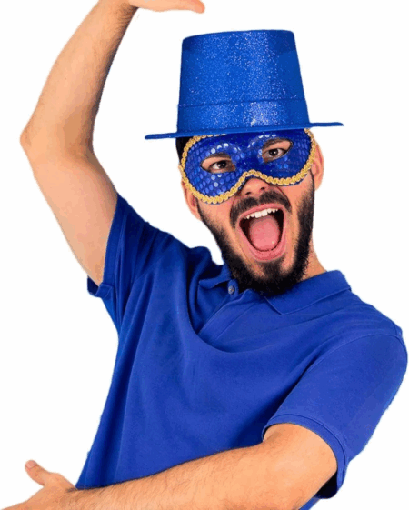 Mavi Simli Fötr Silindir Şapka Çocuk Gelişimine Uygun Parti Aksesuarı