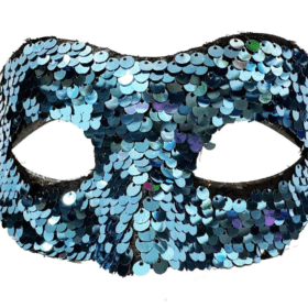 Çocuk   Mavi Renk Payetli Pullu Parti Maskesi Balo Venedik