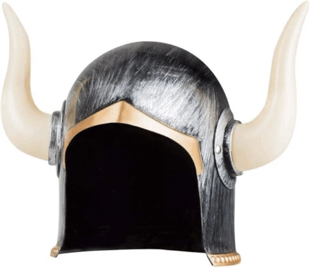 Çocuk Mega Boynuzlu Viking Ivar Kaskı Eskitilmiş Desen Gümüş Renk