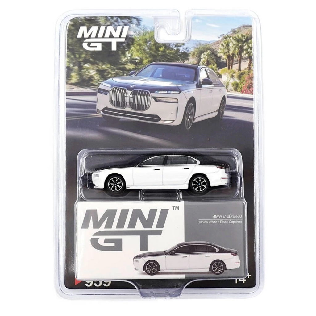 Eğitici Çocuk Mini GT 1/64 BMW i7 xDrive60 Alpine White / Black Sapphire - Blister Paket - Görsel 2