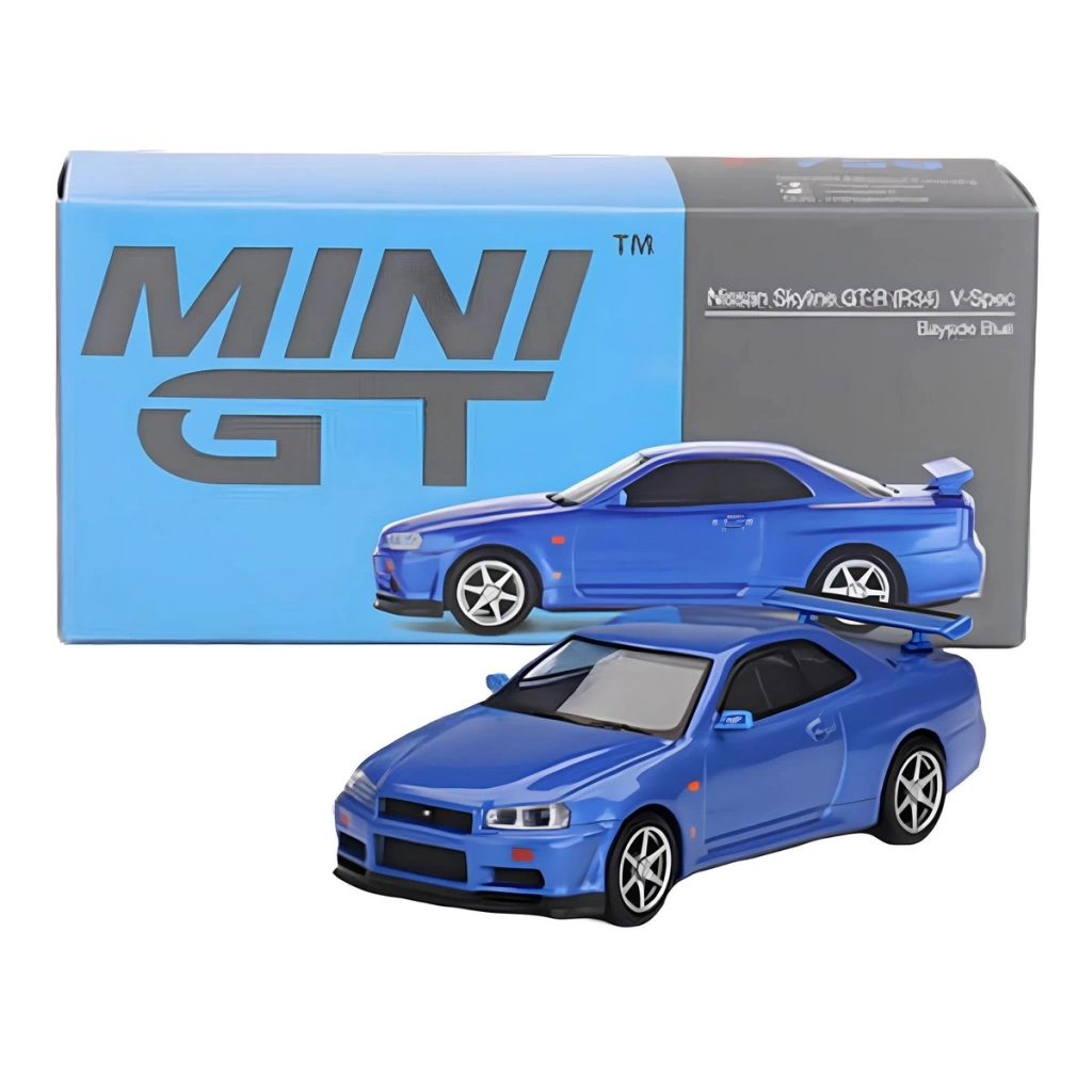 Çocuk Mini GT 1/64 Nissan Skyline GT-R (R34) V-Spec Bayside Blue - Görsel 3