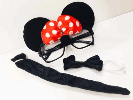 Çocuk Minnie Mouse Gözlüğü Papyonu Kuyruğu Seti