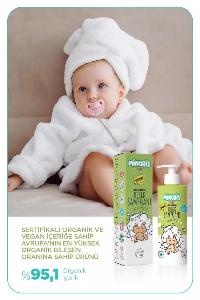 Çocuk FNT Minoris Baby Organik Bebek Saç ve Vücut Şampuanı 200ml - Görsel 3