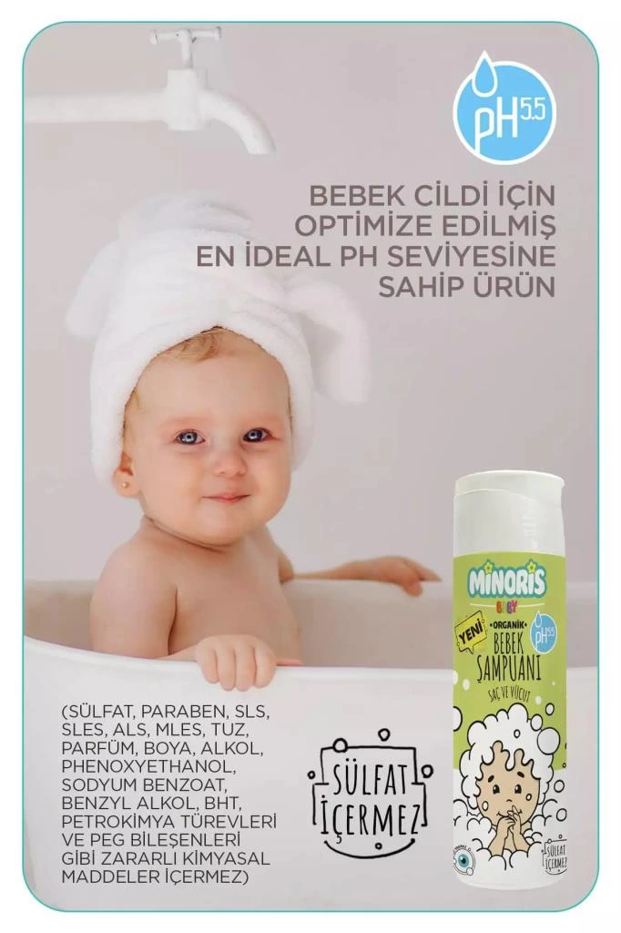 Çocuk FNT Minoris Baby Organik Bebek Saç ve Vücut Şampuanı 200ml - Görsel 4