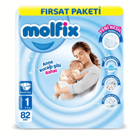 Çocuk Molfix Bebek Bezi Fırsat Paketi 1 Beden 2-5 Kg 82 Adet