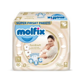 MolfixPure&SoftBebekBeziSüperFırsatPaketi1Beden2-5Kg80Adet