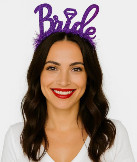 Eğitici Çocuk  Oyuncak Mor Renk Bekarlığa Veda İtalik Yazı Alyanslı Bride Taç