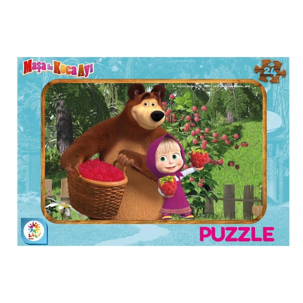 24 Parça Masha Koca Ayı Puzzle – Çocuklar İçin Eğitici Görsel Oyun - Görsel 2