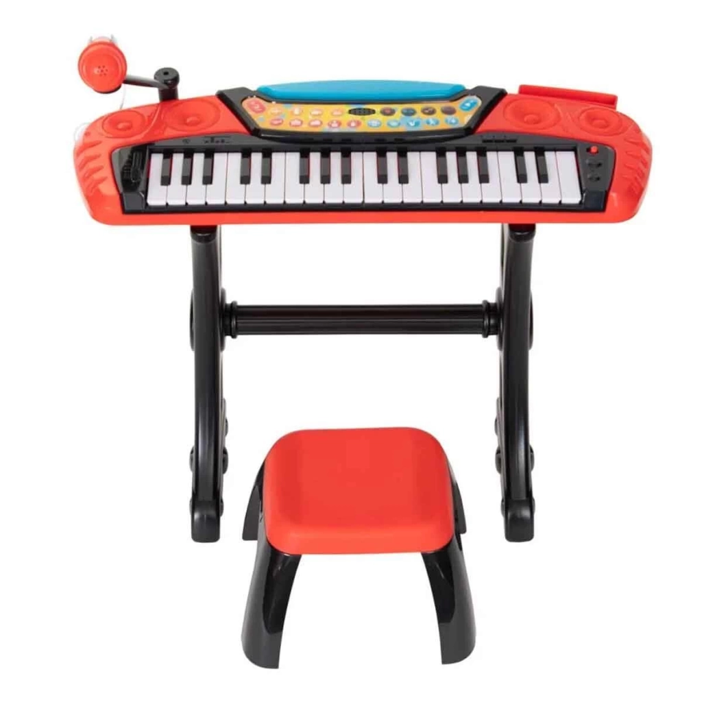 Eğitici Oyuncak Müzikli ve Işıklı Mikrofonlu Elektronik Tabureli Org - Görsel 2