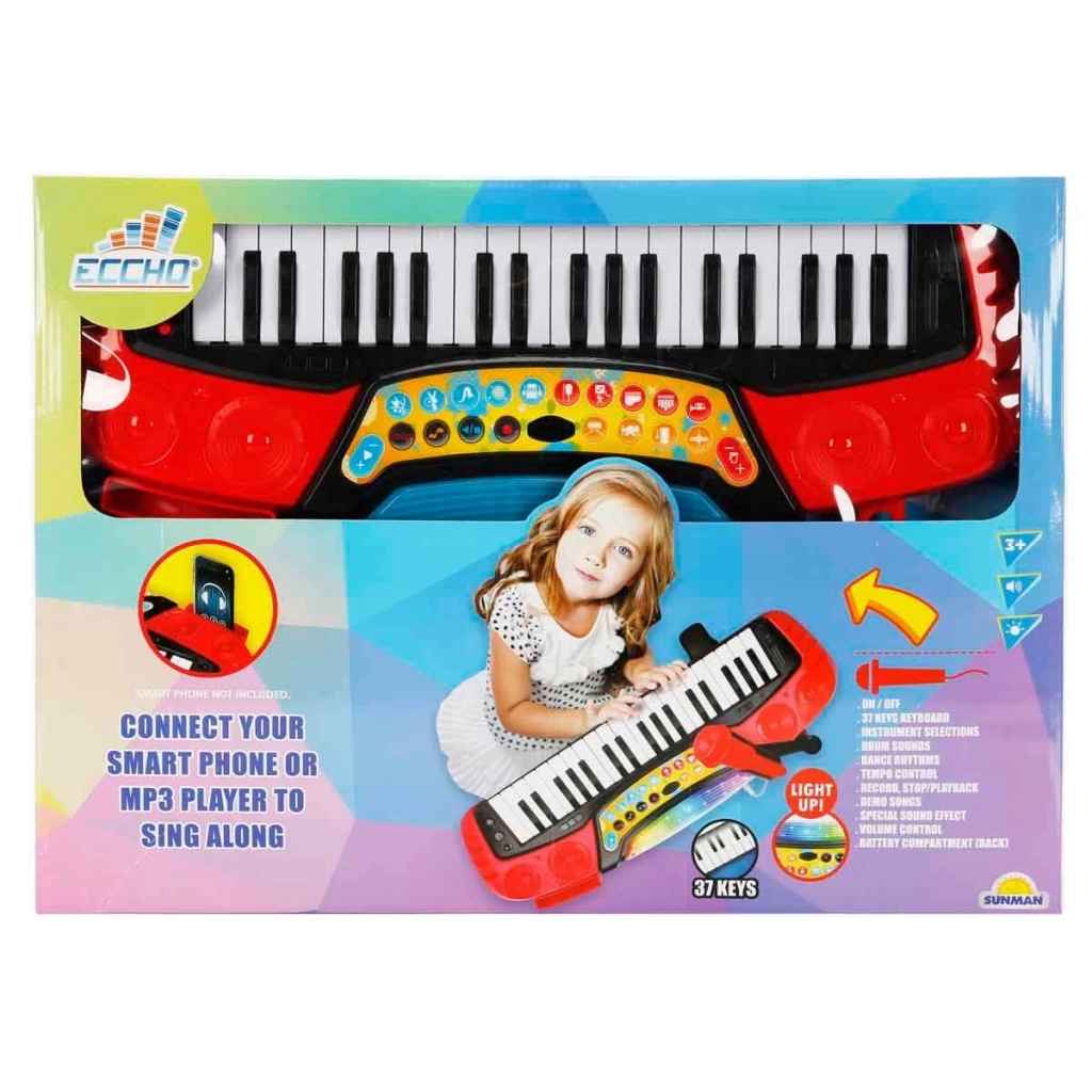 Eğitici Oyuncak Müzikli ve Işıklı Mikrofonlu Elektronik Tabureli Org - Görsel 4