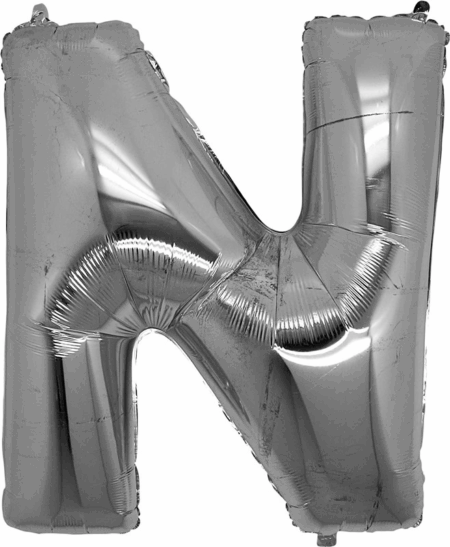 Çocuk N Harf Folyo Balon Gümüş Renk  40 inç